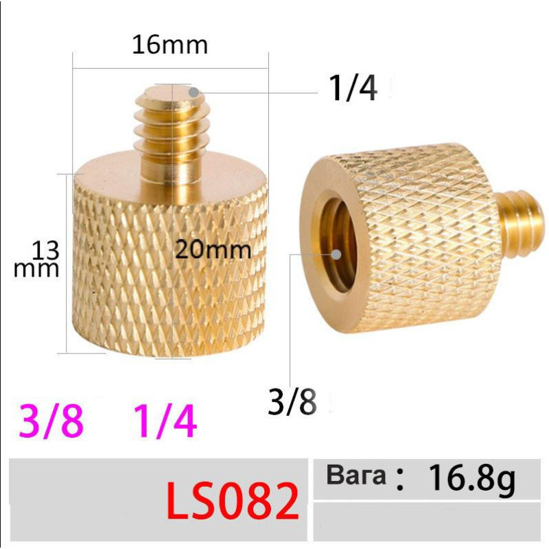 Адаптер переходник с резьбы 1/4" Male (папа) на 3/8" Female (мама) ( LS082)