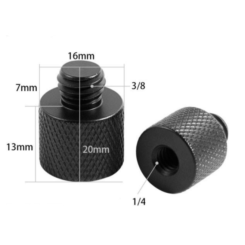 Адаптер переходник с резьбы 3/8" Male (папа) на 1/4" Female (мама) (Puluz LS103)