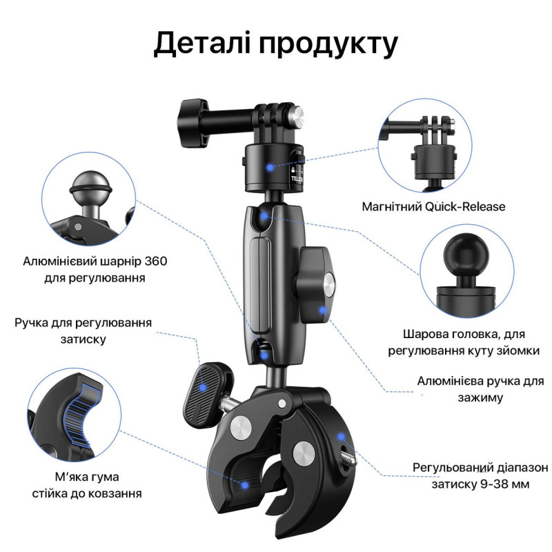 Крепление-краб на трубы Telesin c быстросъемным креплением S3-HBM-01