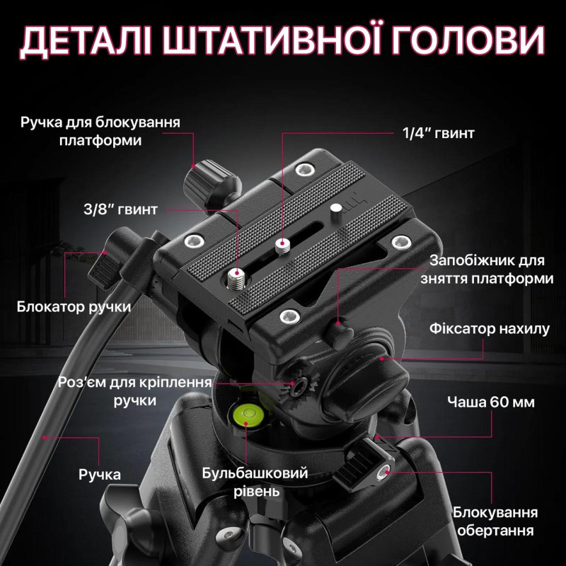 Штатив для камеры и фотоаппарата с максимальной нагрузкой до 8 кг Ulanzi MT-81 T080GBB1