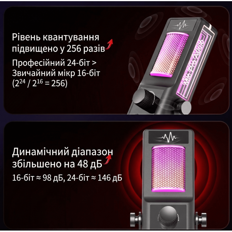 Микрофон конденсаторный Mic Pro Audio CM-100 с RGB подсветкой