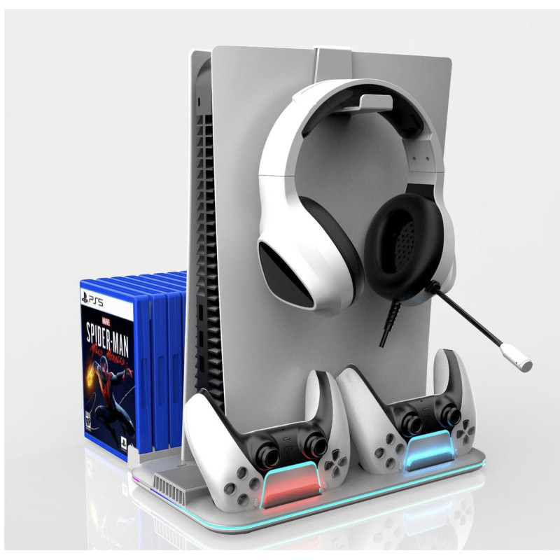 Док-станция для PlayStation 5 Slim / PlayStation 5 / PlayStation 5 Pro с зарядкой для 2-х геймпадов (Белый)