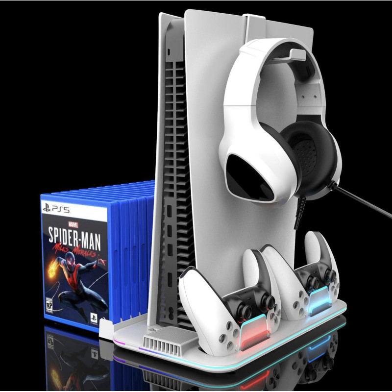 Док-станция для PlayStation 5 Slim / PlayStation 5 / PlayStation 5 Pro с зарядкой для 2-х геймпадов (Белый)
