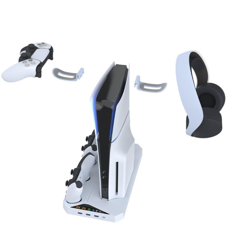Мультифункціональна док-станція, підставка для PlayStation 5 Slim із зарядкою для 2-х геймпадів PS5 Dualsense