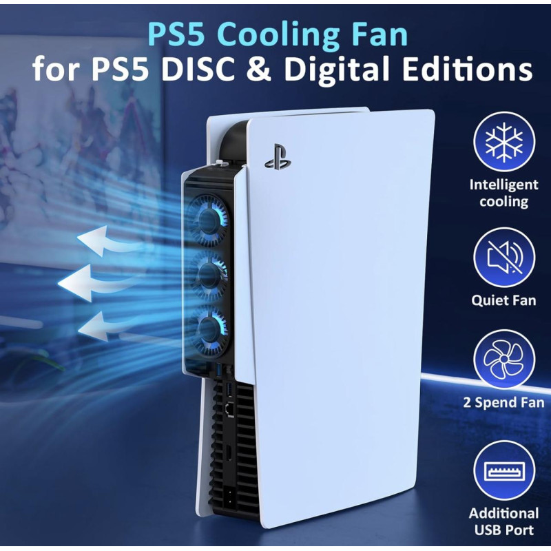 Вентилятор, кулер IINE для консоли PlayStation 5, PS5 с автоматическим режимом охлаждения