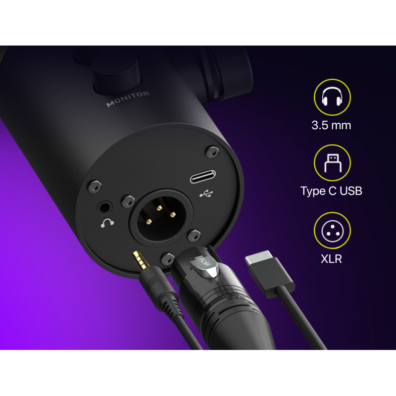 Микрофон динамический AMACEX NV7 USB/XLR с RGB подсветкой