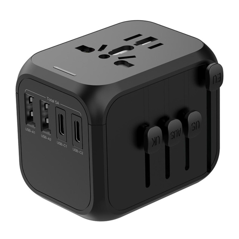 Універсальний адаптер для подорожей USB Type-C Travel Adapter (Чорний)