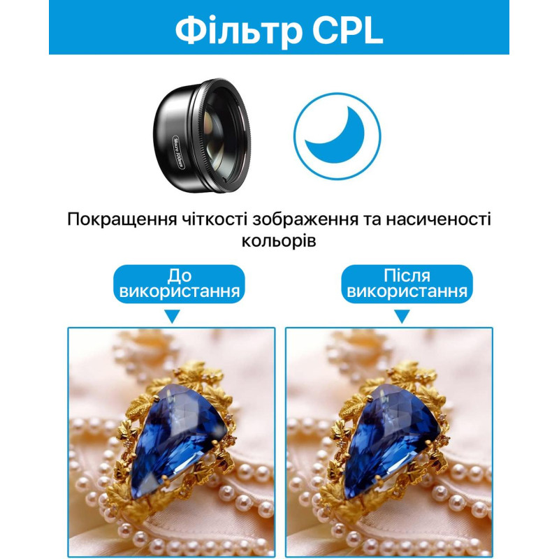 Макро объектив для телефона с CPL фильтром 100 мм F1.8 10x Apexel APL-HB100CPL