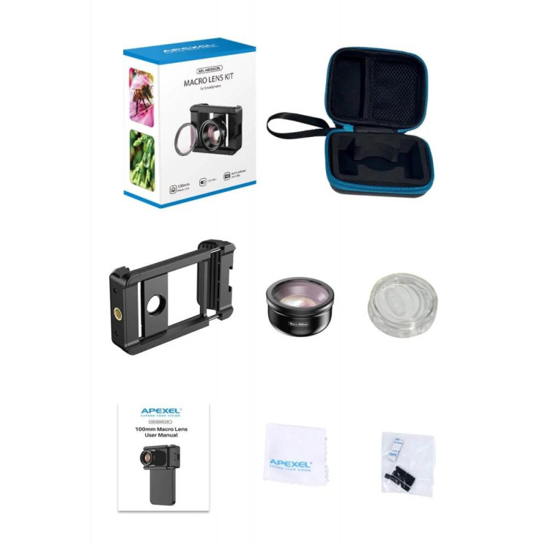 Макро объектив для телефона с CPL фильтром 100 мм F1.8 10x Apexel APL-HB100CPL