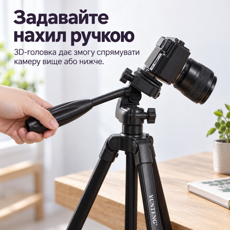 Штатив Yunteng VCT-618N 183 см для фотоапарата, відеокамери, проєктора та смартфона