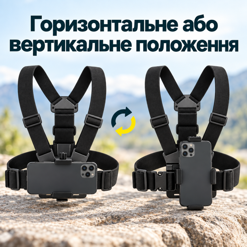 Набір кріплень на голову та груди для смартфона й екшн-камери