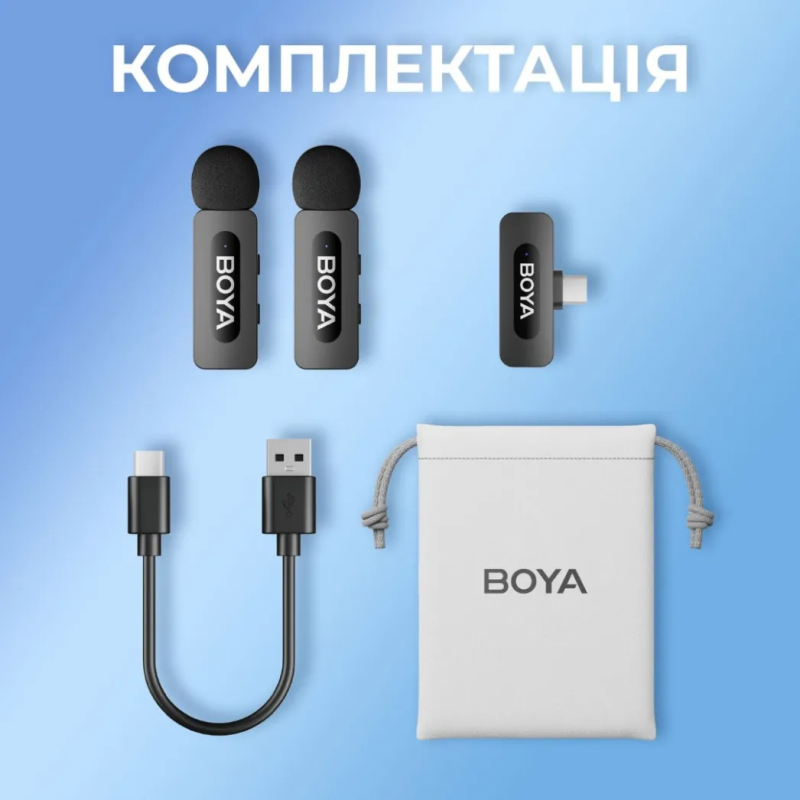 Мікрофон бездротовий подвійний Android iPhone 15 Type-C BOYA BY-V20 V2.0