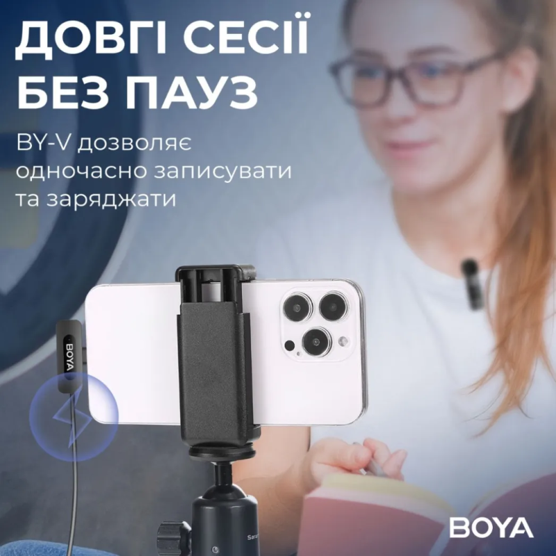 Мікрофон бездротовий подвійний Android iPhone 15 Type-C BOYA BY-V20 V2.0