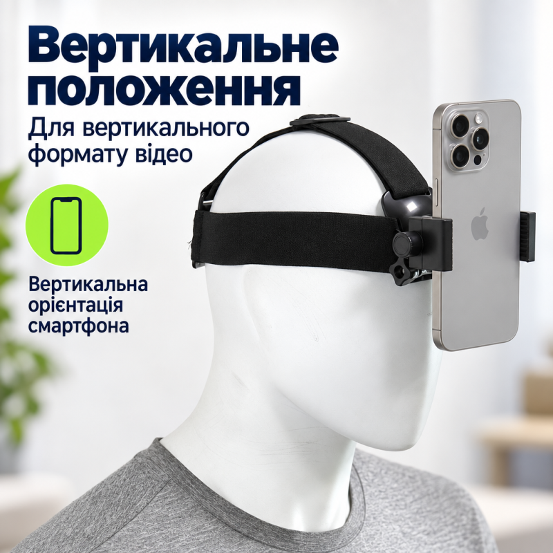Кріплення на голову для смартфона або екшн-камери GoPro, Xiaomi, Sony, DJI