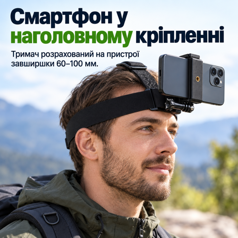 Набір кріплень на голову 5-в-1 для екшн-камери та смартфона 60–100 мм
