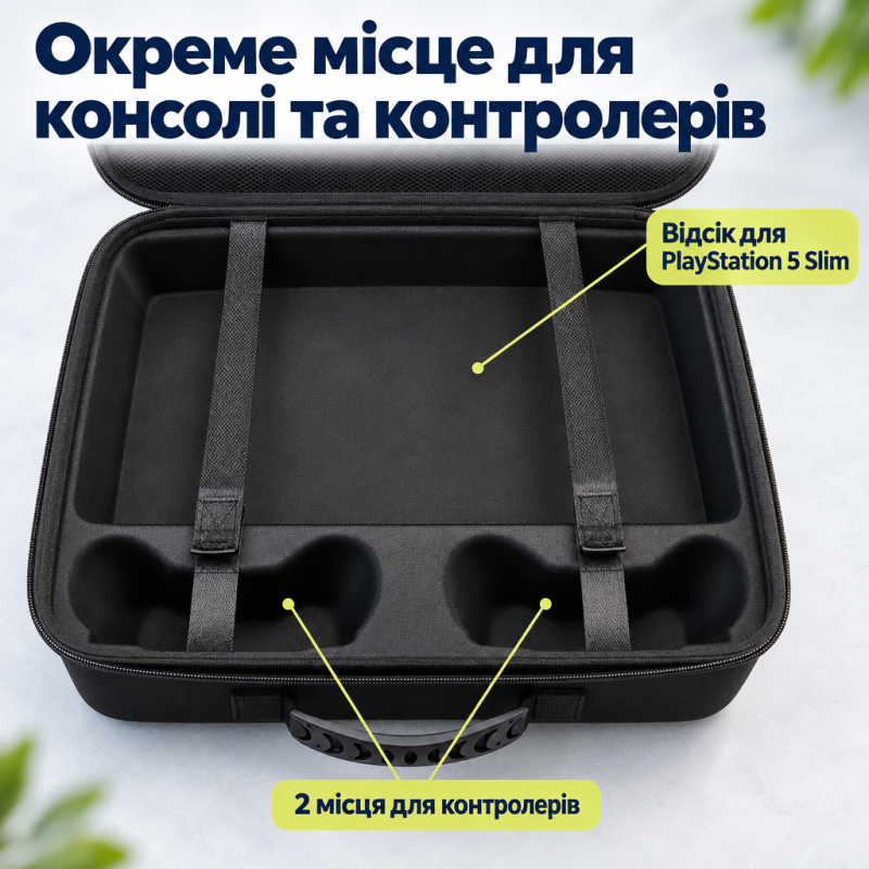 Сумка-кейс для PlayStation 5 Slim і 2 контролерів з плечовим ременем (Чорний)