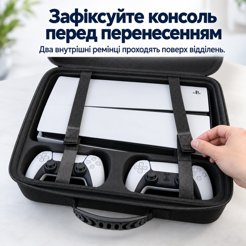 Сумка-кейс для PlayStation 5 Slim і 2 контролерів з плечовим ременем (Чорний)