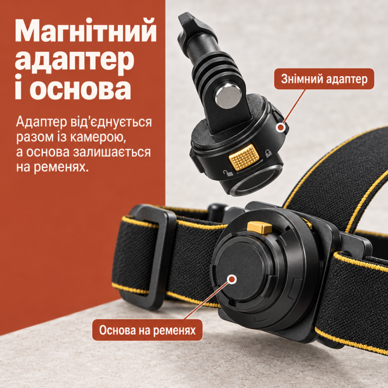 Кріплення на голову для екшн-камери Puluz PU1050B з магнітним швидкознімним механізмом