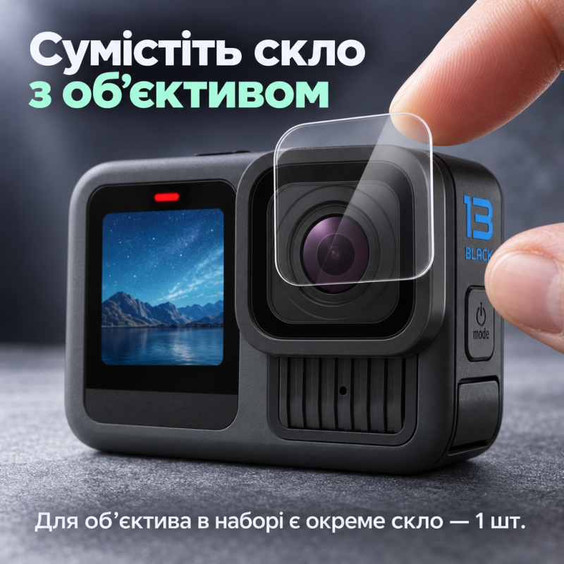 Захисне скло для GoPro HERO13 Black Puluz PU954T — набір для двох екранів та об’єктива