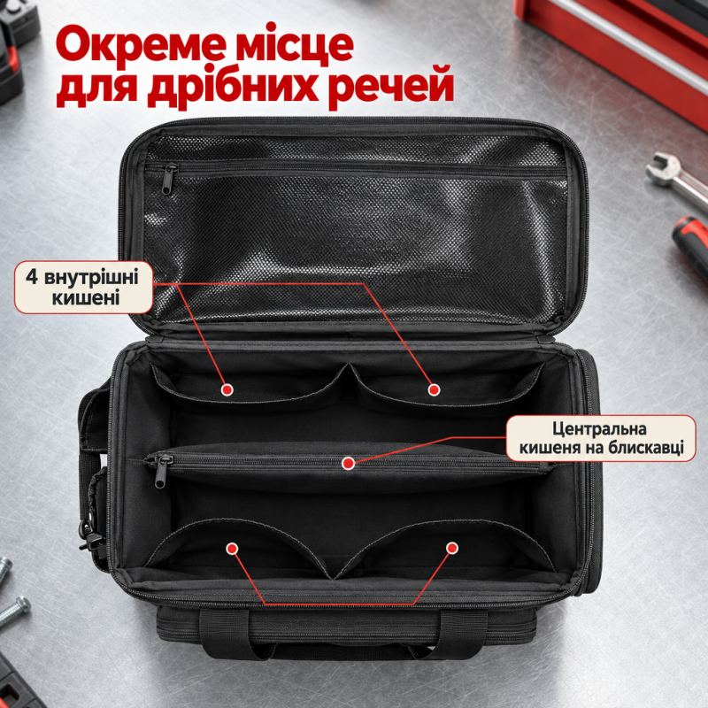 Сумка для інструментів та аксесуарів Rip-stop 36.7*21.5*20.5 см (Чорний)