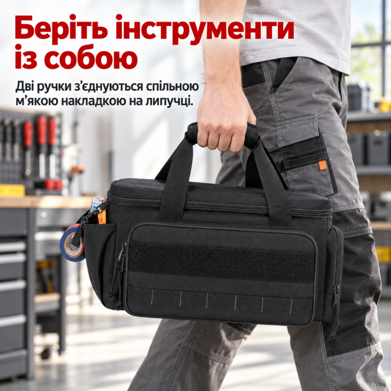 Сумка для інструментів та аксесуарів Rip-stop 36.7*21.5*20.5 см (Чорний)