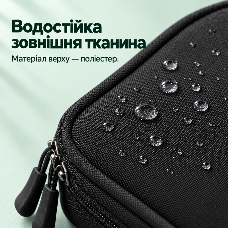 Сумка-органайзер для цифрових аксесуарів, проводів, кабелів, повербанка 2 відділення, 21 × 12 × 6,5 см (Чорний)