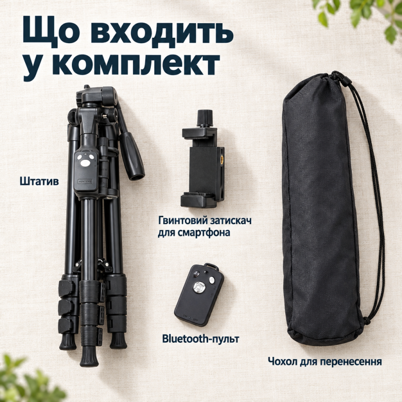 Штатив Yunteng VCT-6108 для смартфона, фотоапарата та DV-відеокамери, 150 см, з Bluetooth-пультом