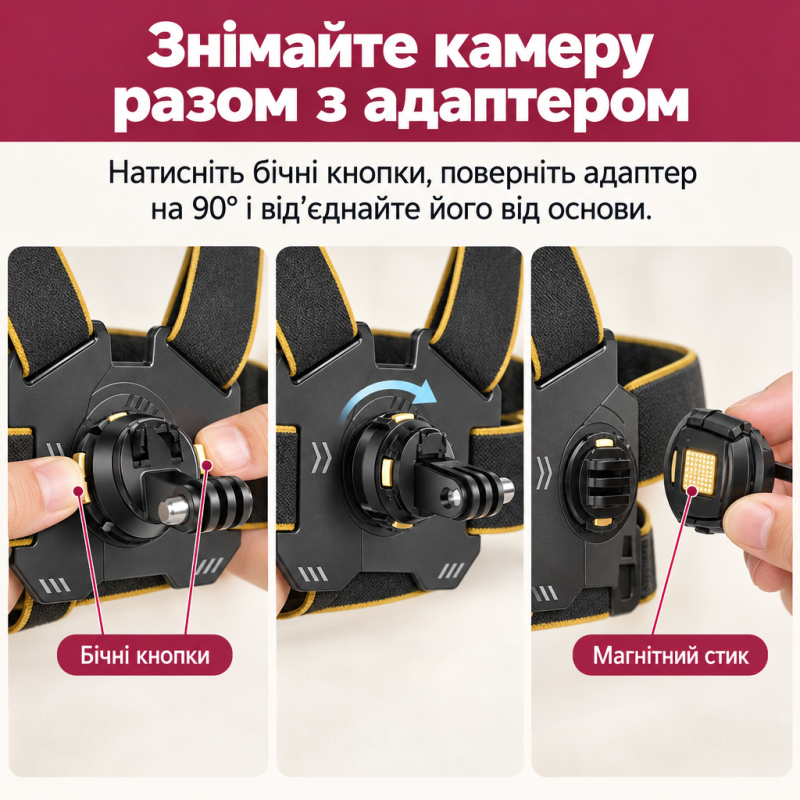 Нагрудне кріплення для екшн-камери Puluz PU1051B з магнітним адаптером для GoPro, DJI та інших екшн камер