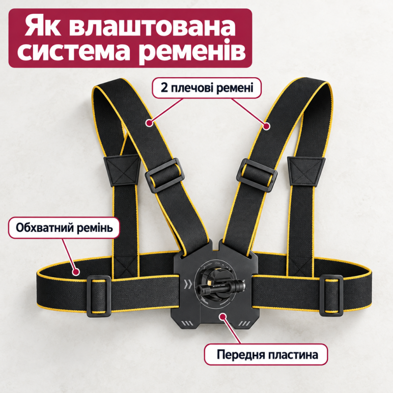 Нагрудне кріплення для екшн-камери Puluz PU1051B з магнітним адаптером для GoPro, DJI та інших екшн камер